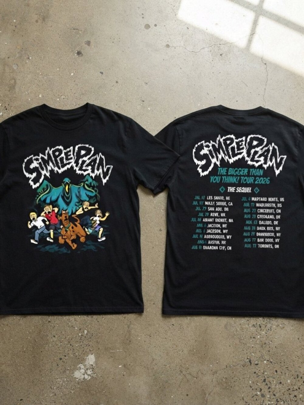 Simple Plan Mystery Tour 2026 Graphic T-Shirt Black